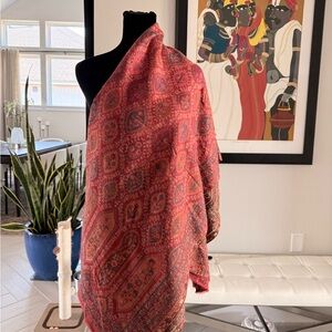 Elegant Red Patterned Shawl